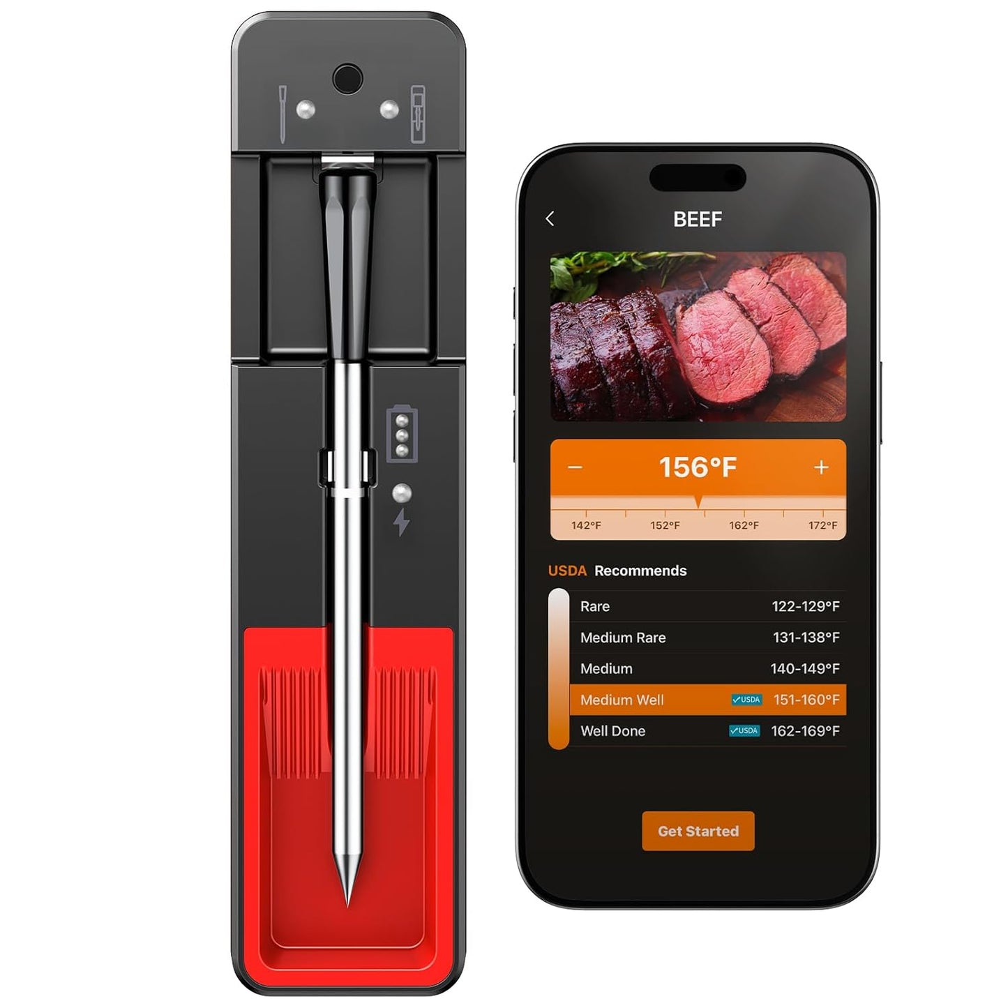 Smart Wireless Meat Thermometer with Ultra-Thin Probe for BBQ