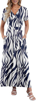 Fashionable Maxi Dress for Women with Pockets and Floral Motif