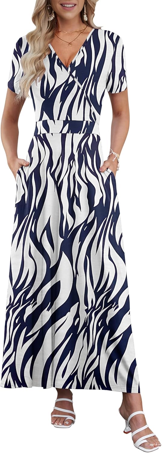 AUSELILY Maxi Dresses for Women with Pockets and Floral Print