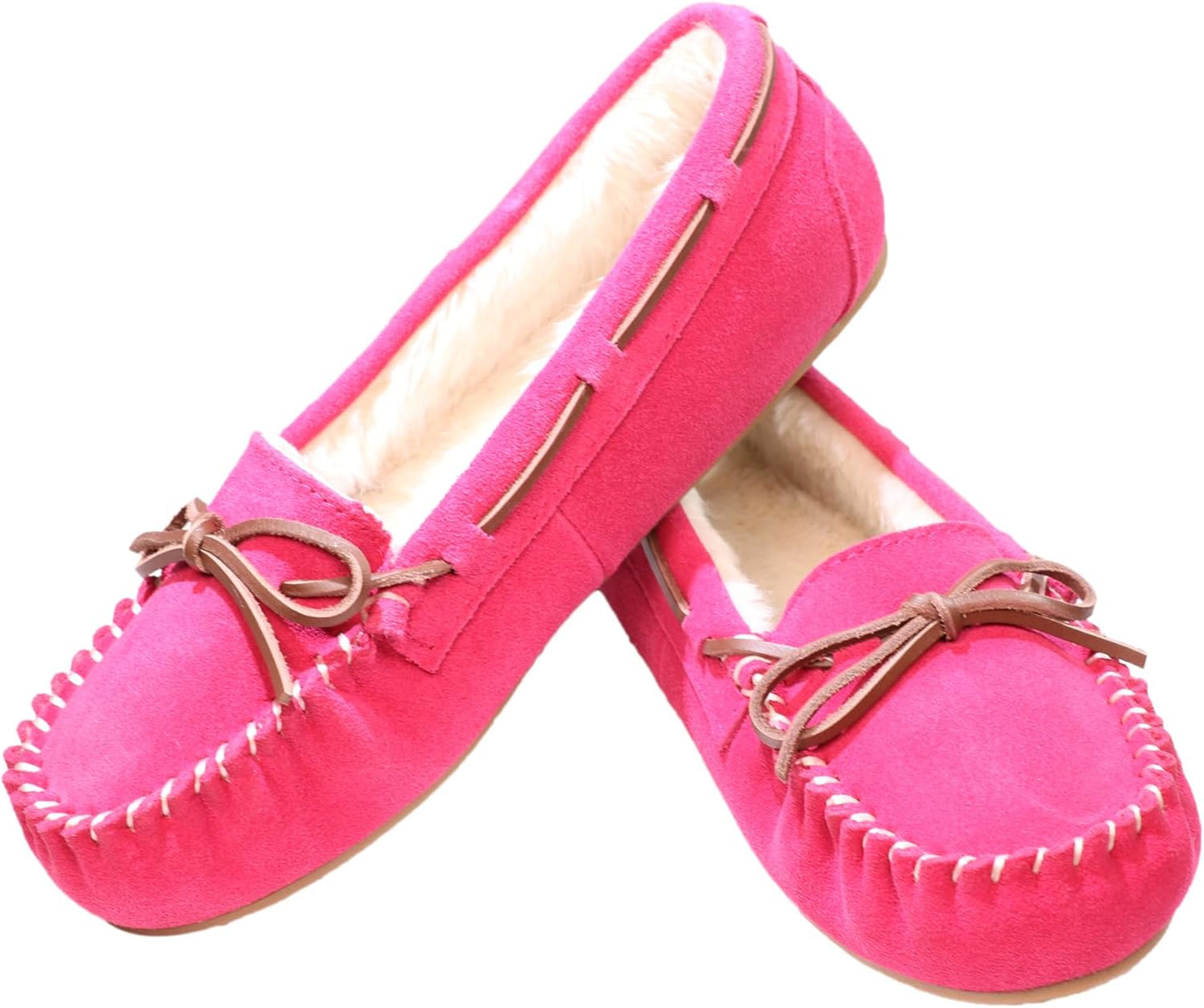 Women's Moccasin Slippers with Faux Fur Lining for Comfort
