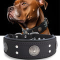 Leather Dog Collar 2 in Wide Heavy Duty Genuine Leather - Black
