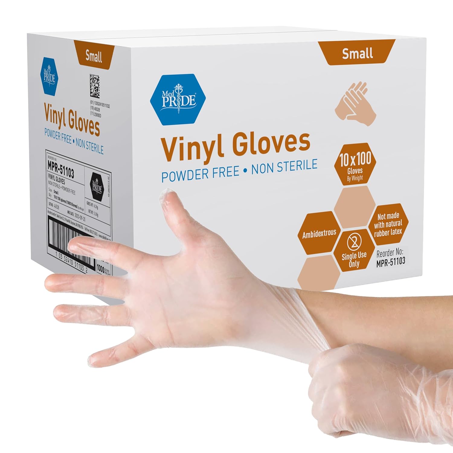 Med PRIDE 1000 Vinyl Gloves | Heavy Duty & Powder-Free