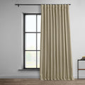 Faux Linen Curtains 100W x 120L Thatched Tan - Room Darkening Panel
