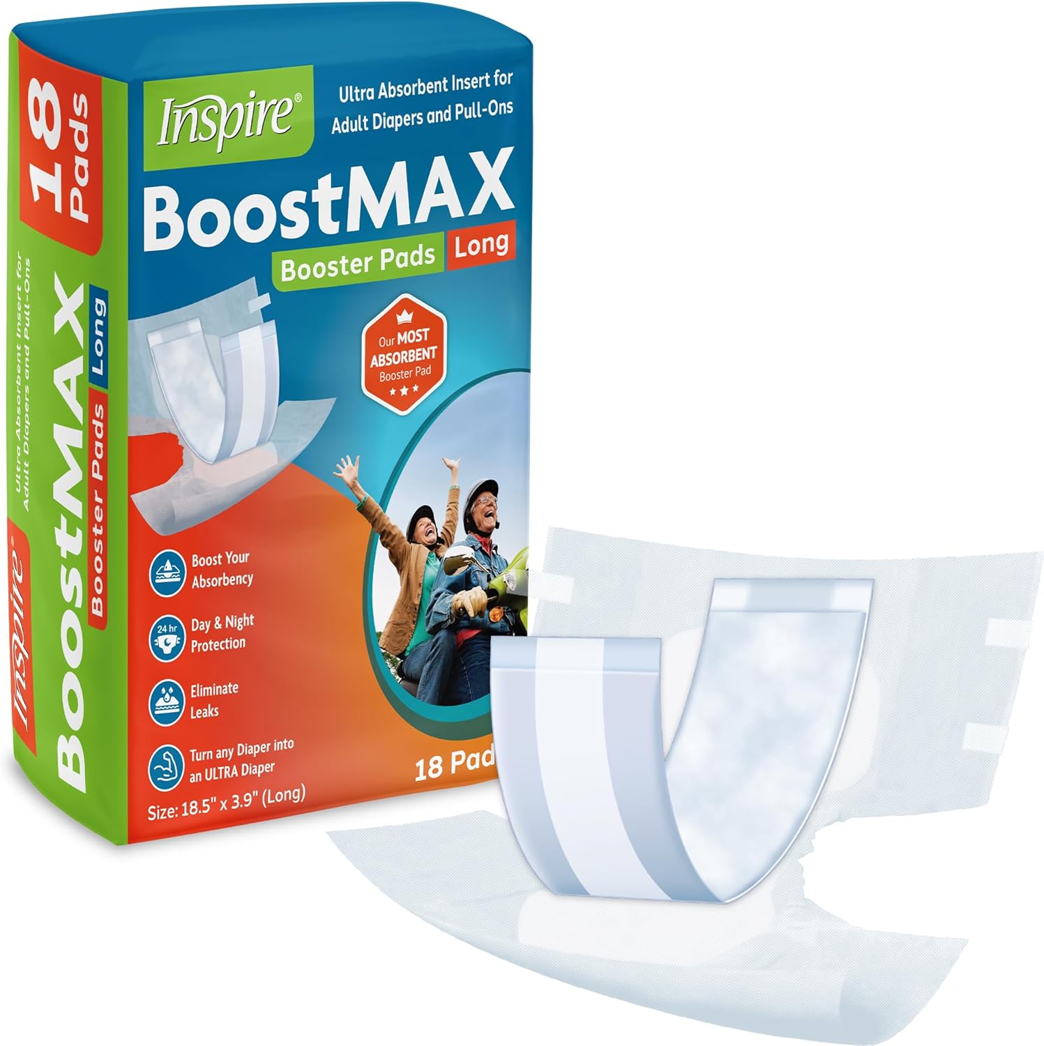 Inspire Extra Long Booster Pads | 5+ Cups Absorbency