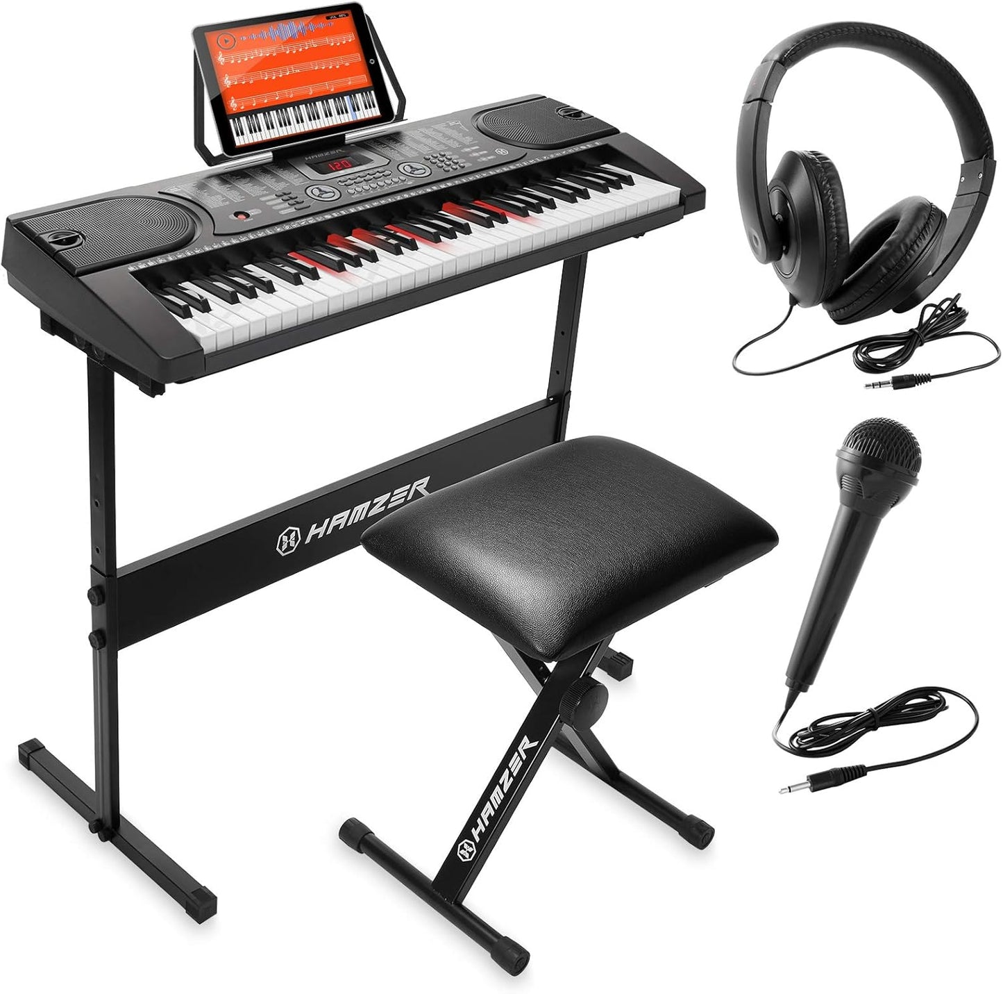 Hamzer 61 Key Keyboard Piano with Lighted Keys for Beginners