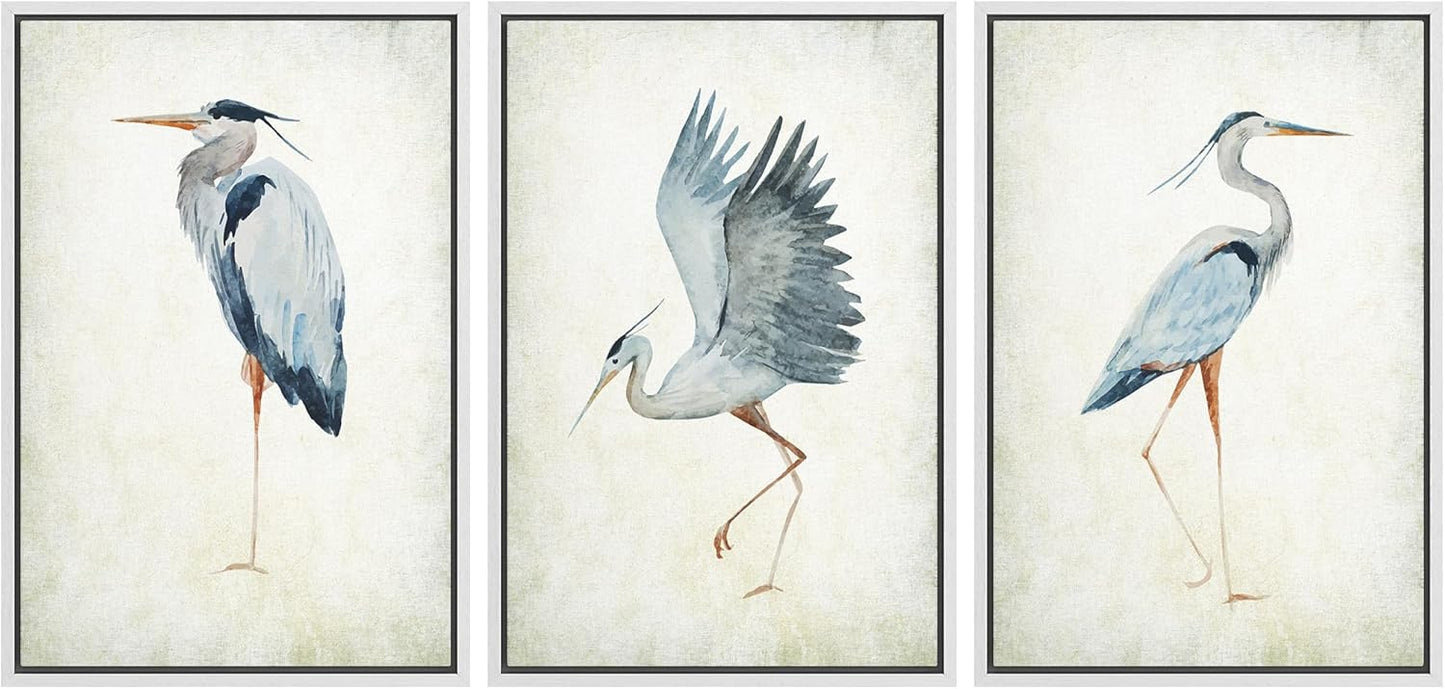 MUDECOR Framed Canvas Print Heron Bird Minimalist Art Decor