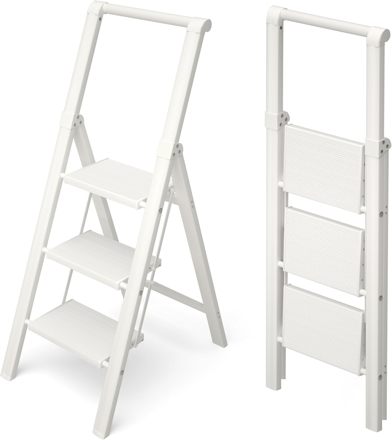 HillhutApex 3 Step Foldable Aluminum Step Ladder for Home Use