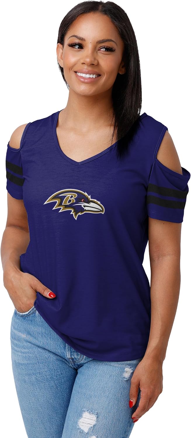 FOCO Women's NFL Cold Shoulder Top Shirt for Fashion Lovers