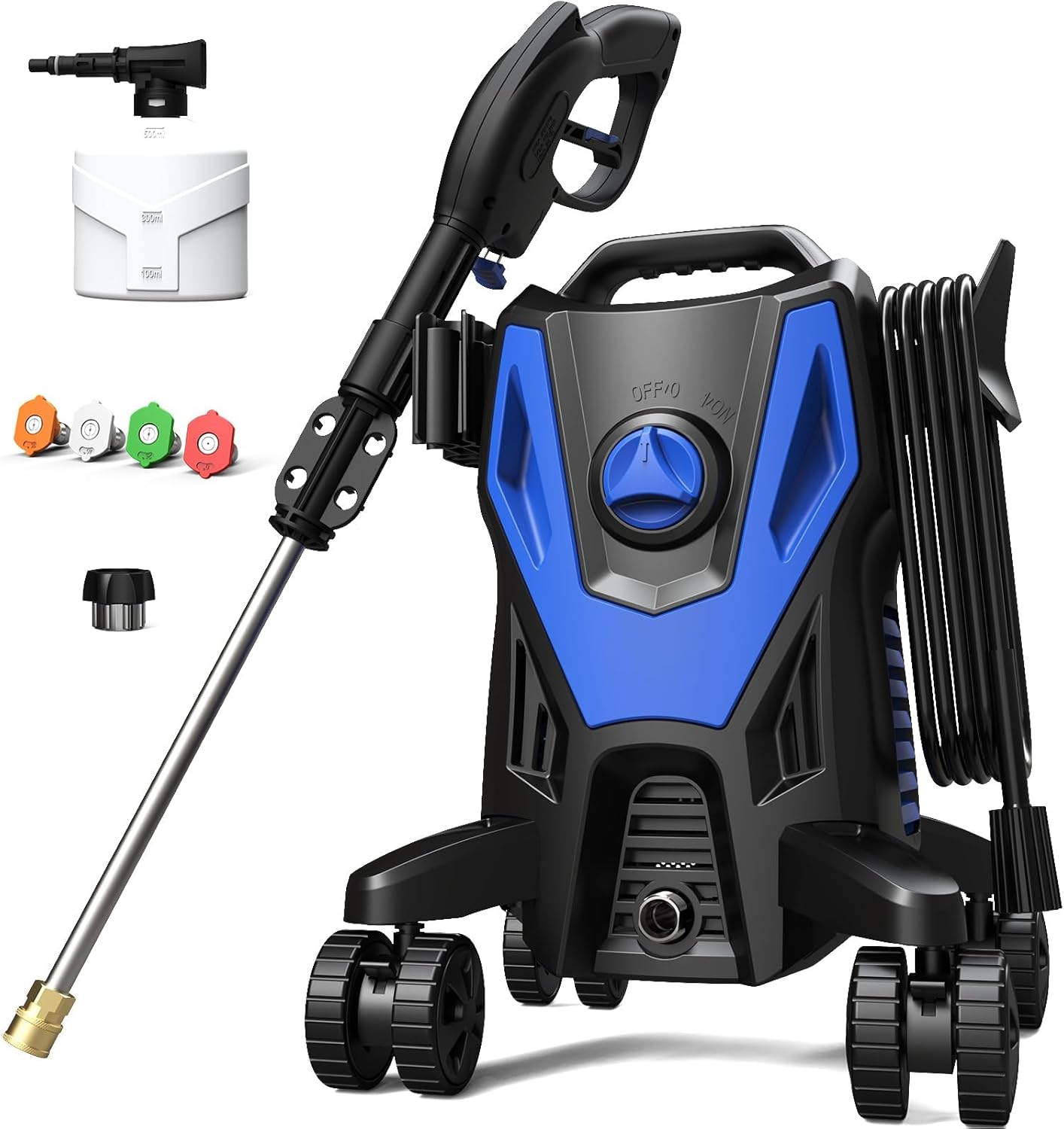 SEN-QII Electric Pressure Washer: 4200 PSI Power, 360 Swivel, 4-Wheel Anti-Tip Tech!