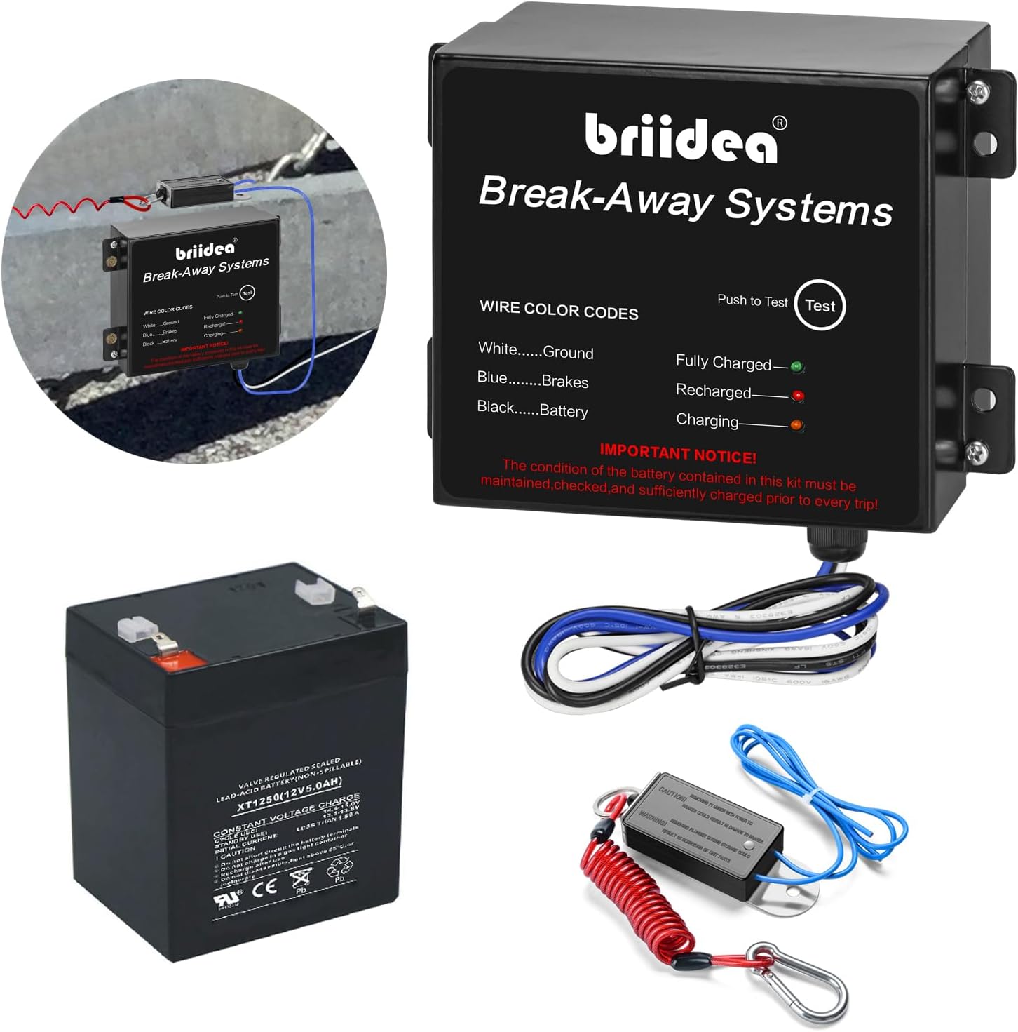 Briidea Trailer Brakeaway Kit for Safe Towing and Driving