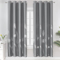 Grey 52Wx72L Blackout Curtains 2 Panels - Gold Palm Pattern