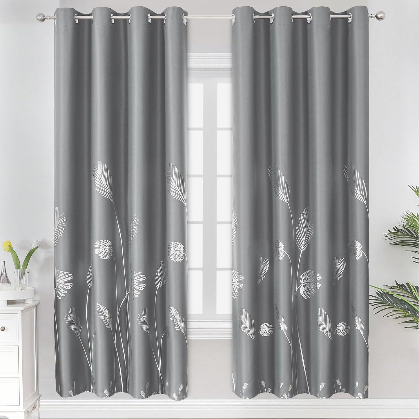 Estelar Textiler Gold and Grey Blackout Curtains for Bedrooms
