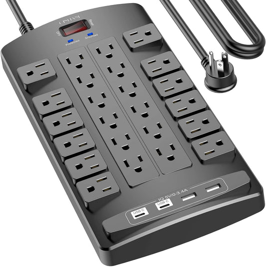 QINLIANF Surge Protector Power Strip with 24 Outlets & USB Ports