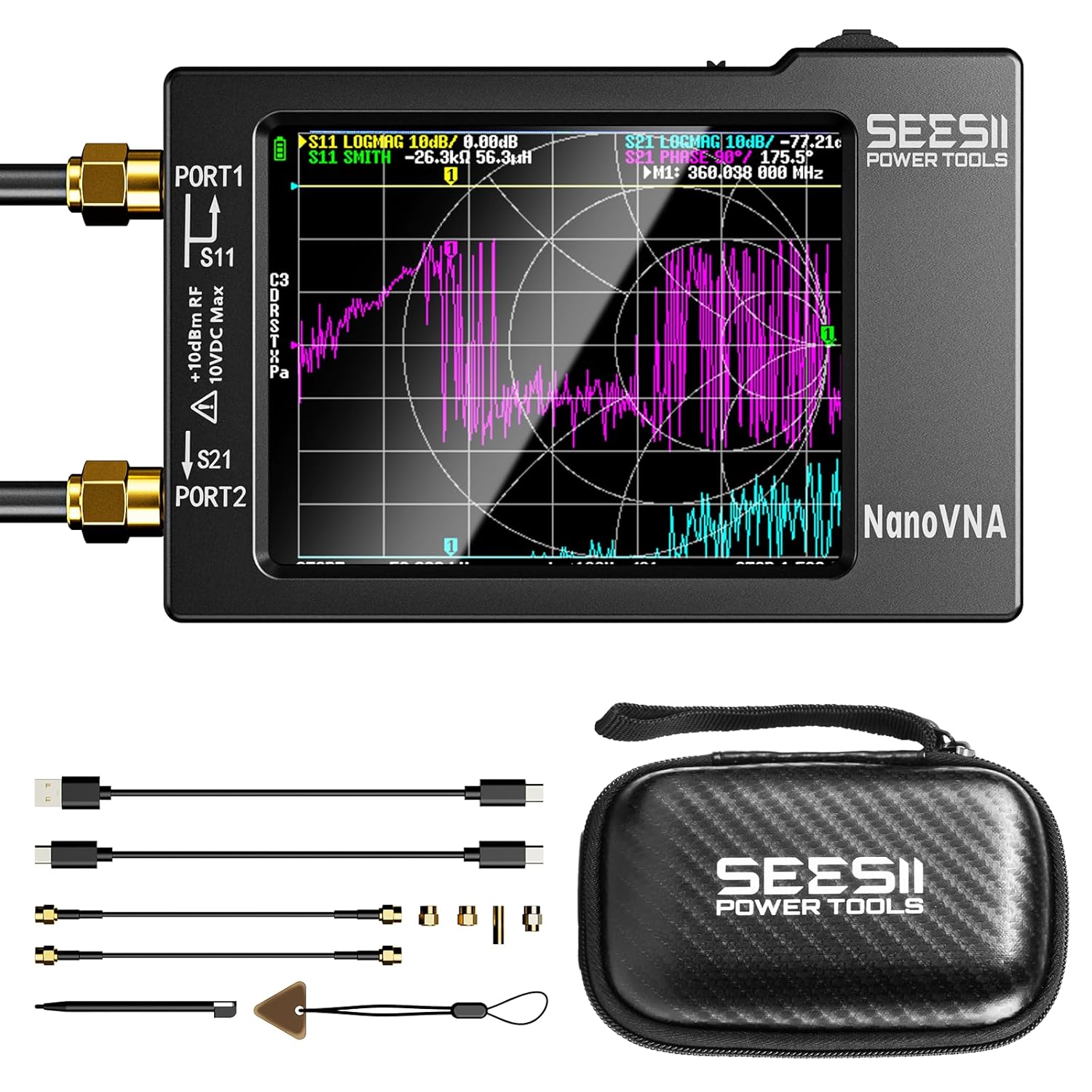 SEESII NanoVNA-H Vector Network Analyzer with Protective Case