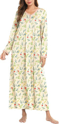 Ekouaer Women's Long Sleeve Full Length Nightgown S-4XL - Soft Henley