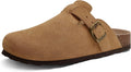 Genuine Suede Clogs for Women Men - Comfortable Cork Footbed Women's