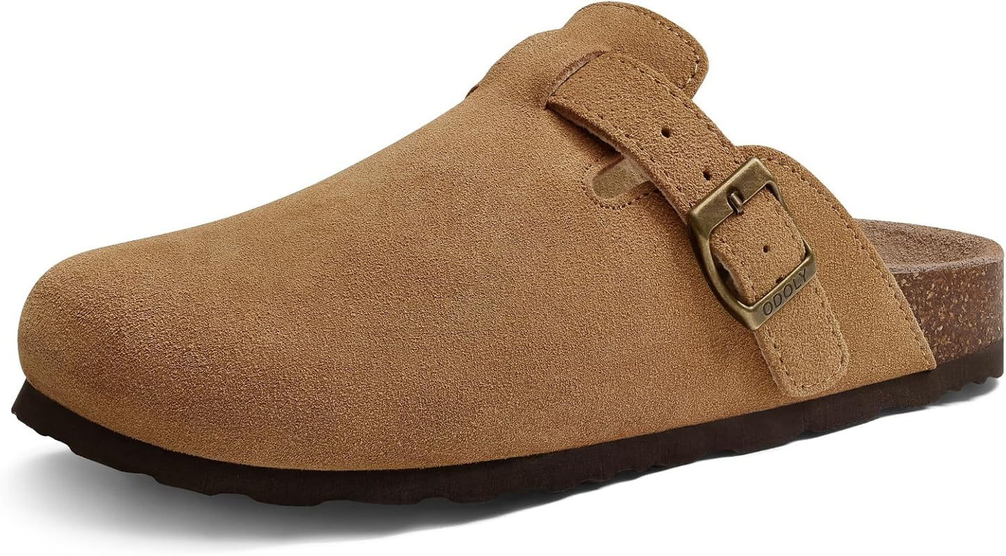 Genuine Suede Clogs for Women Men with Soft Cork Footbed