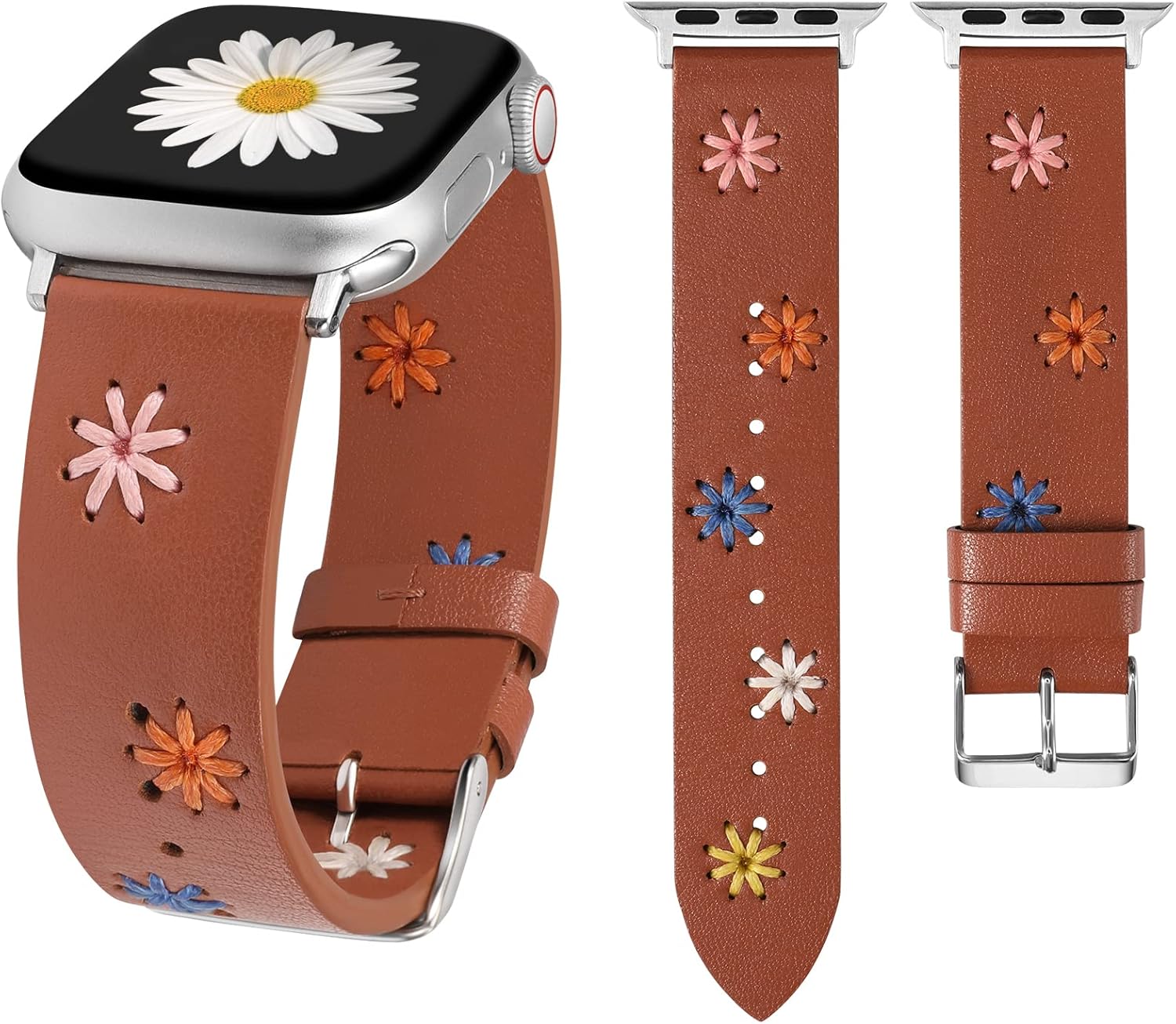 Wearlizer Floral Handmade Leather Band for Apple Watch