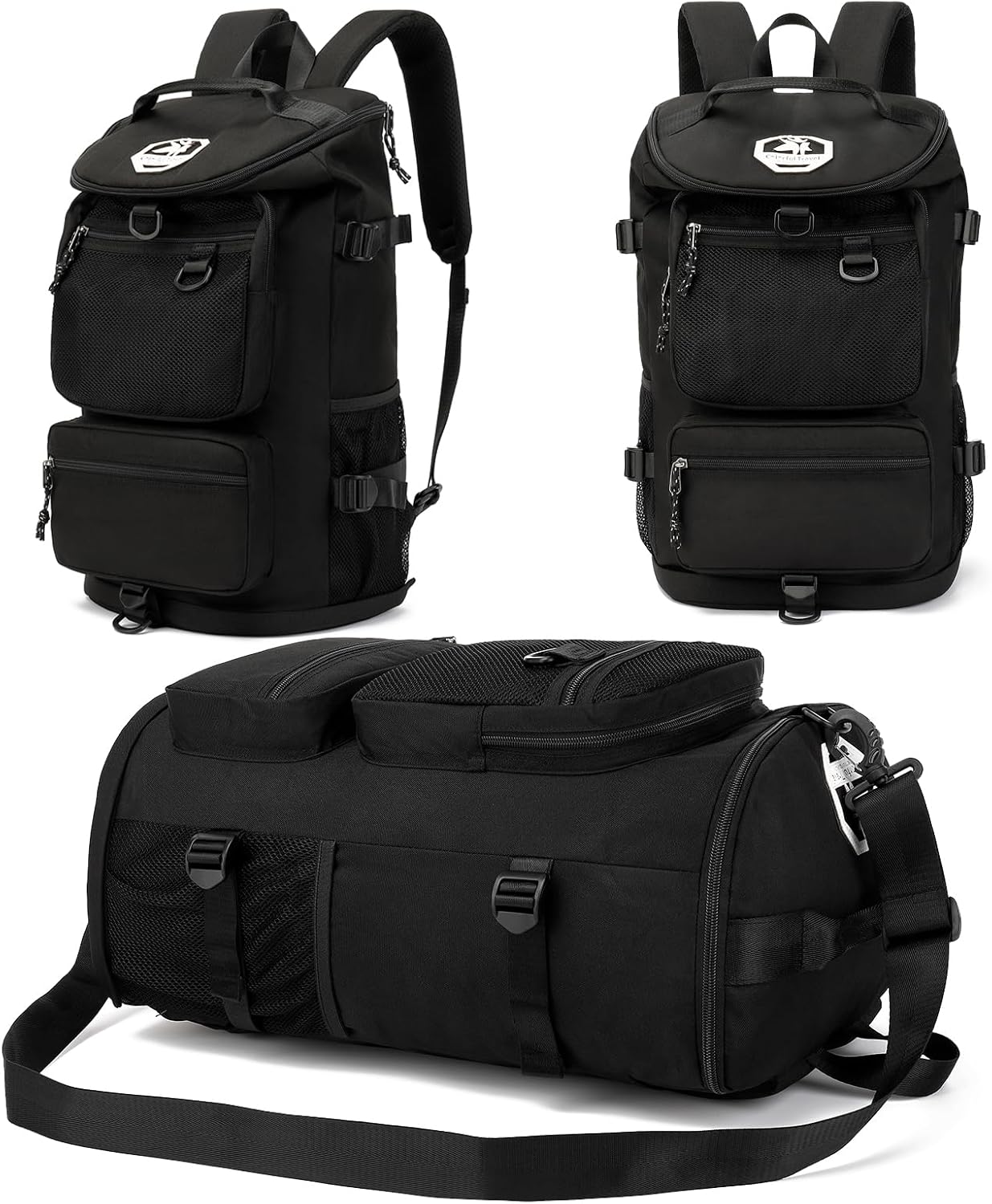Solid Color Gym Duffel Bag Backpack with Shoe Compartment