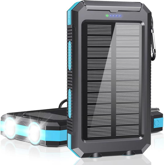 36800mAh Solar Power Bank - Fast Charge, Waterproof, Light
