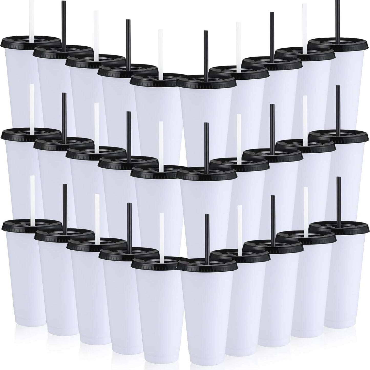 Honeydak 30 Pack Tumbler with Straw and Lid for Parties