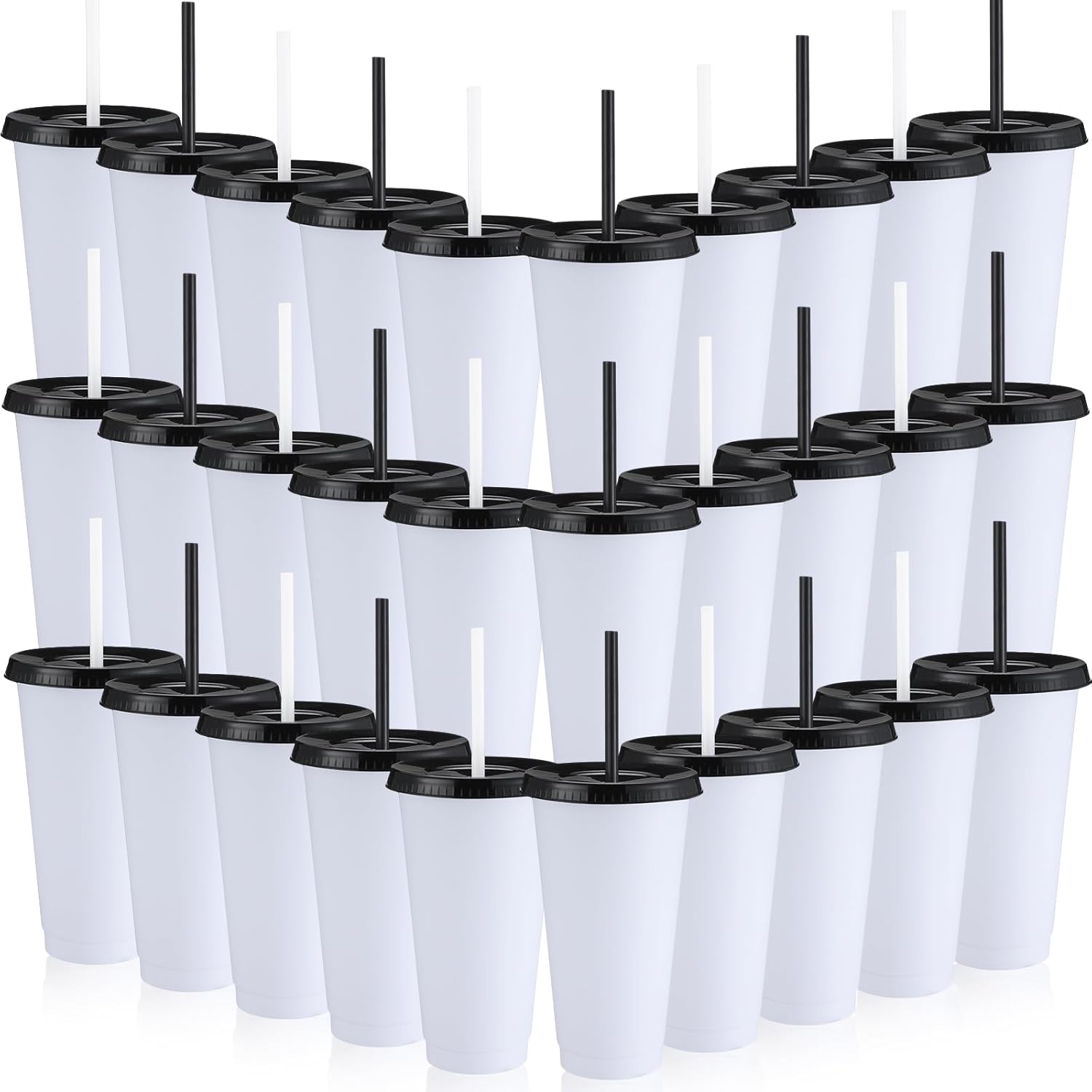 Honeydak 30 Pack Tumbler with Straw and Lid for Parties