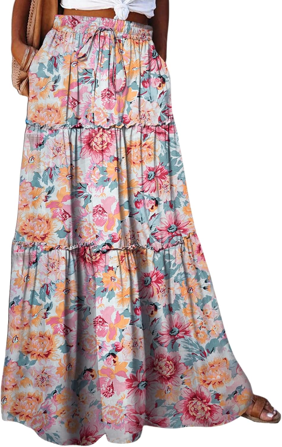 Boho Floral Print Maxi Skirt for Women - Stylish and Elegant