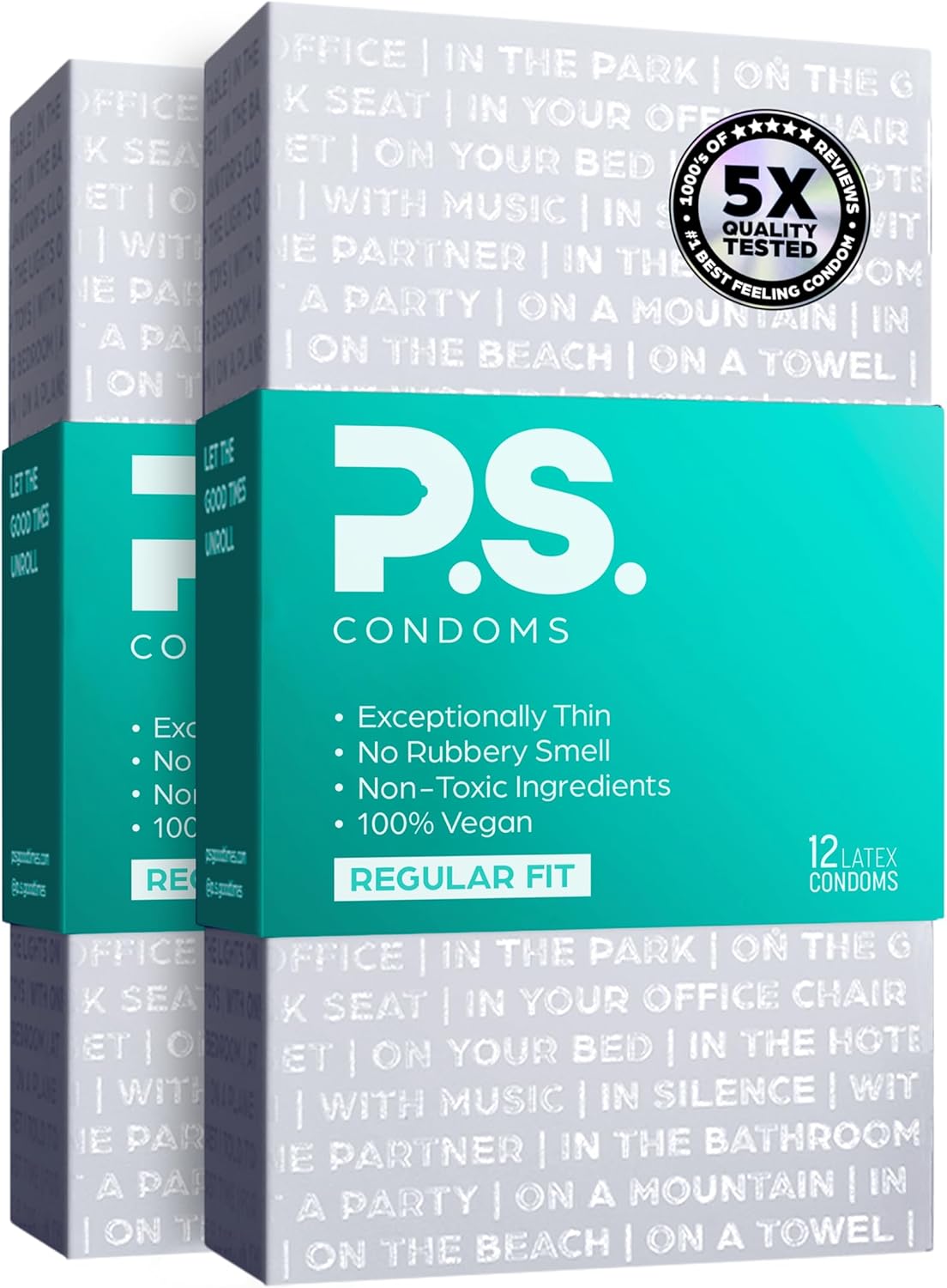 PS Condoms Exceptionally Thin Latex Condoms - 24 Pack of Vegan
