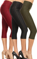 Women's Capri Denim Jeggings High Waisted Stretch Pants