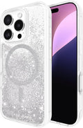 iPhone 16 Pro Case Compatible with MagSafe - Sparkly Silver Waterfall