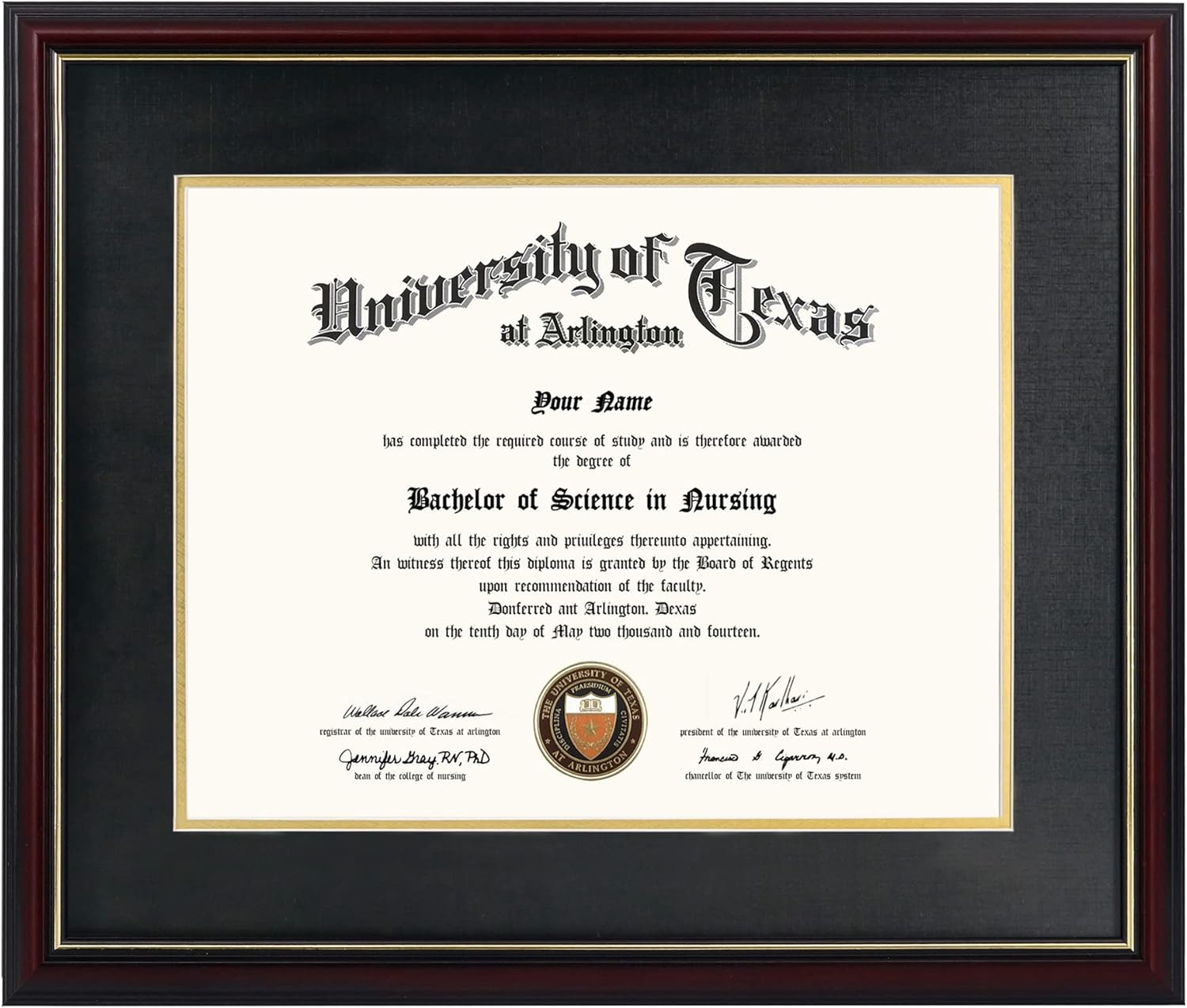 GraduationMall 11x14 Diploma Frame with Black over Gold Mat