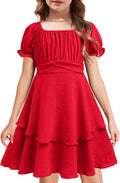 Girls Off Shoulder Ruffle Tiered Summer Dress - Breathable Bubble