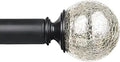1 in Black Telescoping Curtain Rod 36-72 in with Crackle Glass Ends