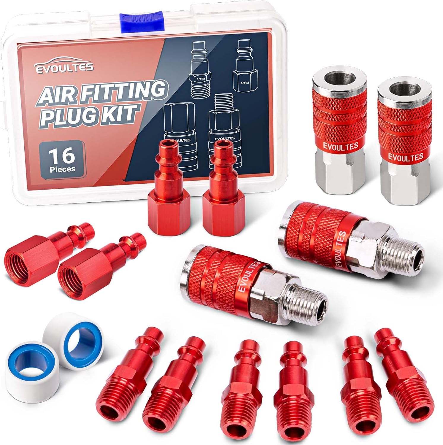 Effortlessly Connect: 1/4 NPT Air Hose Fittings Kit by EVOULTES