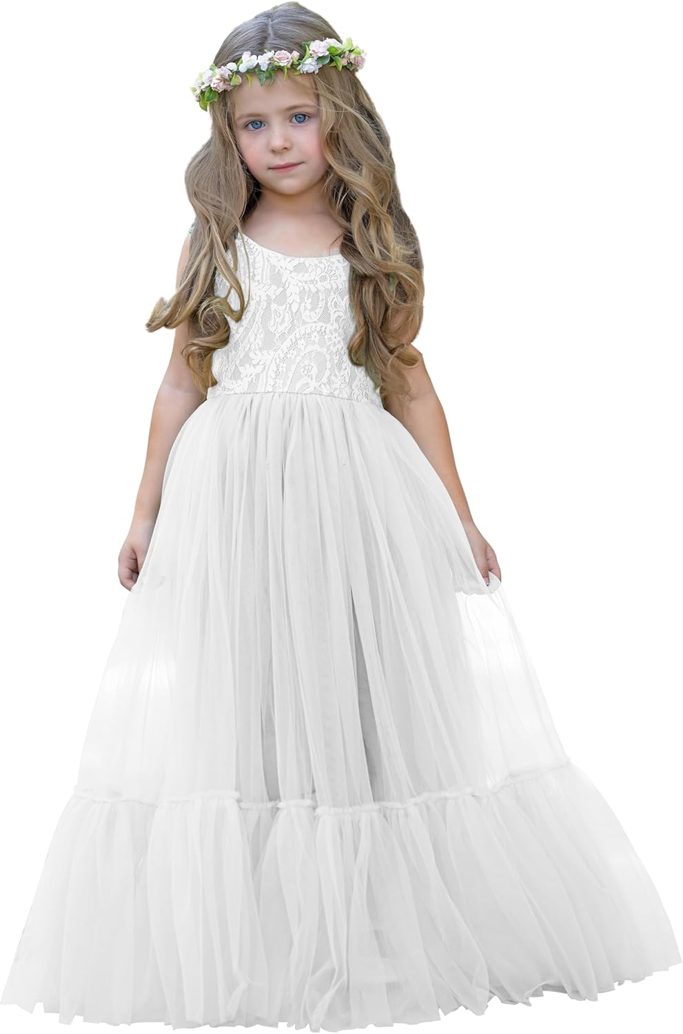 Flower Girl Dress Lace Tulle Boho Toddler Dresses for Events