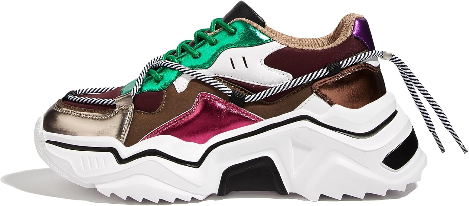 Colorful Platform Sneakers for Women - Stylish Retro Chunky Shoes