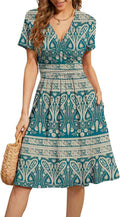 WEACZZY Women's Summer V-Neck Floral Dress with Pockets - Flattering 2
