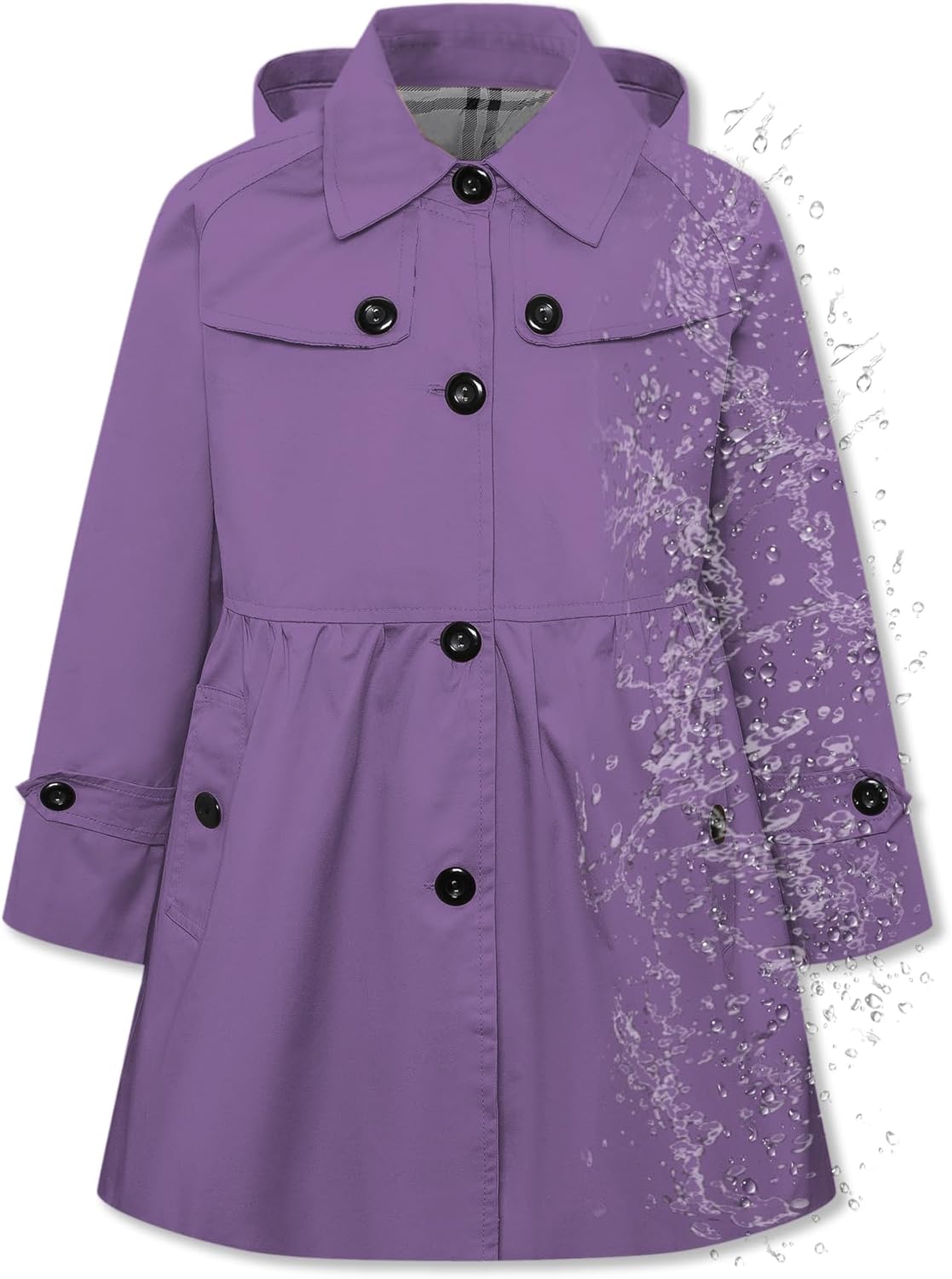 Betusline Girl's Rain Jackets Lightweight Waterproof Hooded Coat