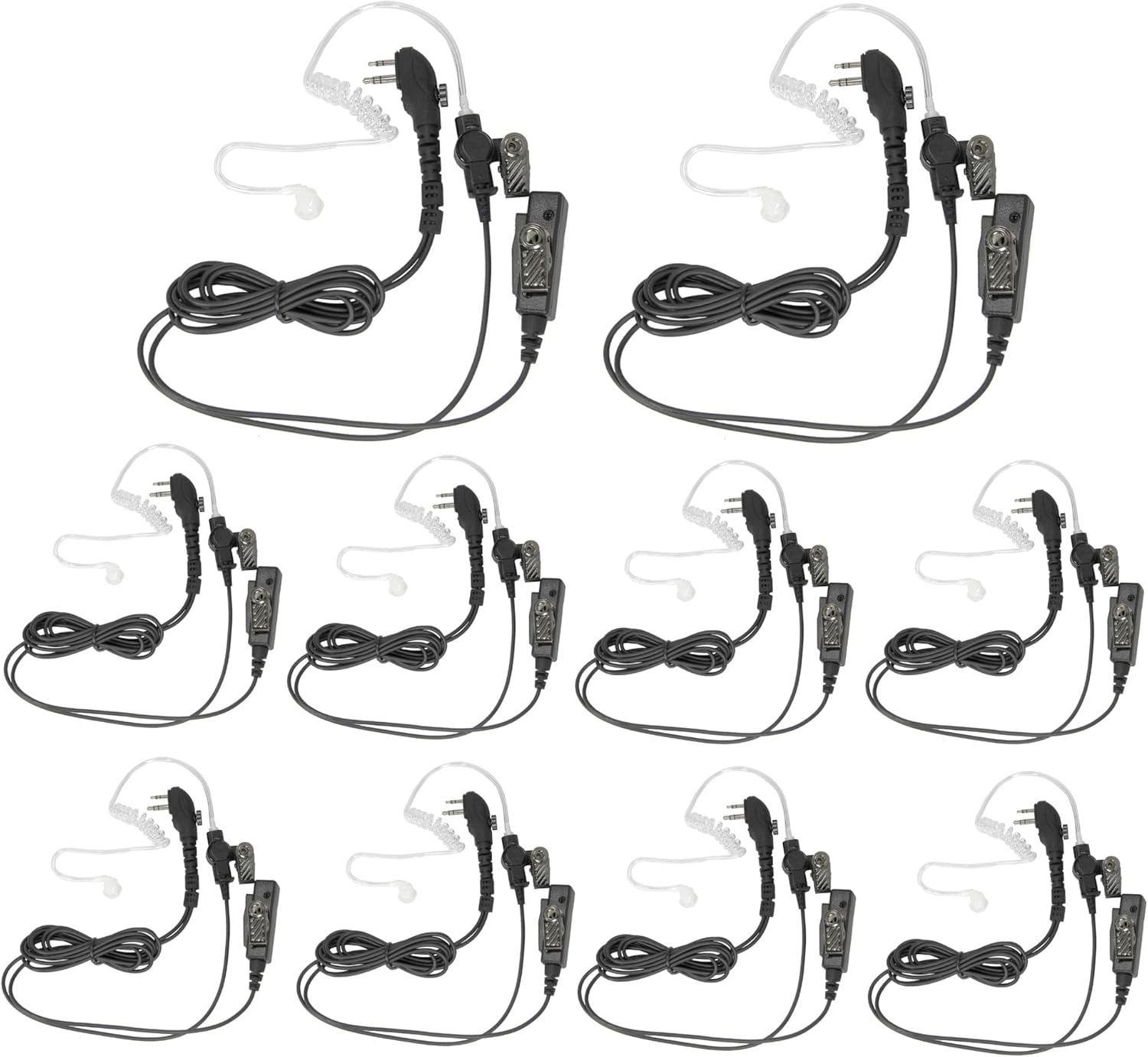 MaximalPower 10-Pack Clear Coil Tube Earbud Headset Replacement