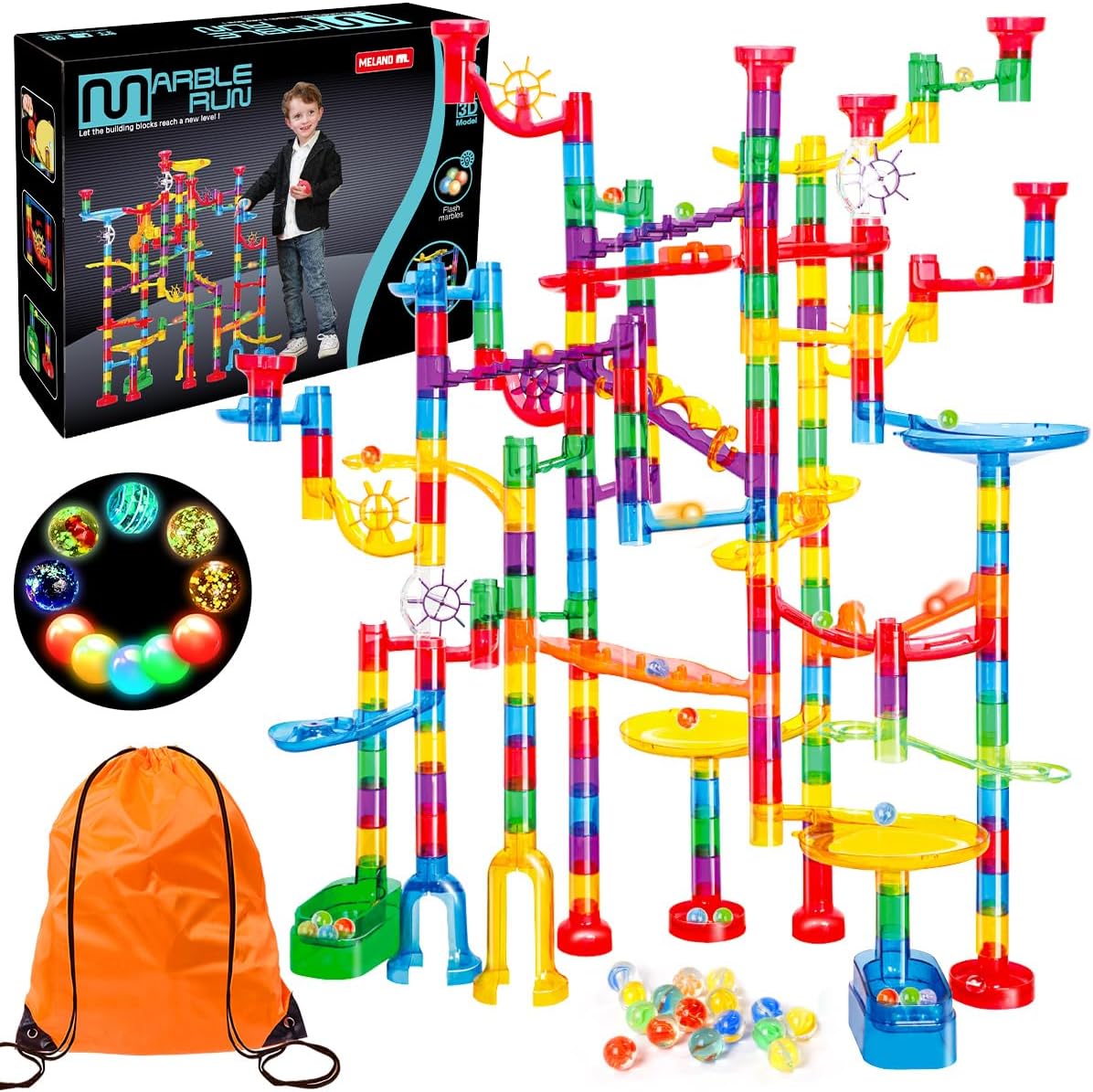 Meland Marble Run 208Pcs Building Toy for Kids Age 4-9