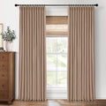 Pinch Pleated Blackout Curtains 120 in Long - Linen Blend Full