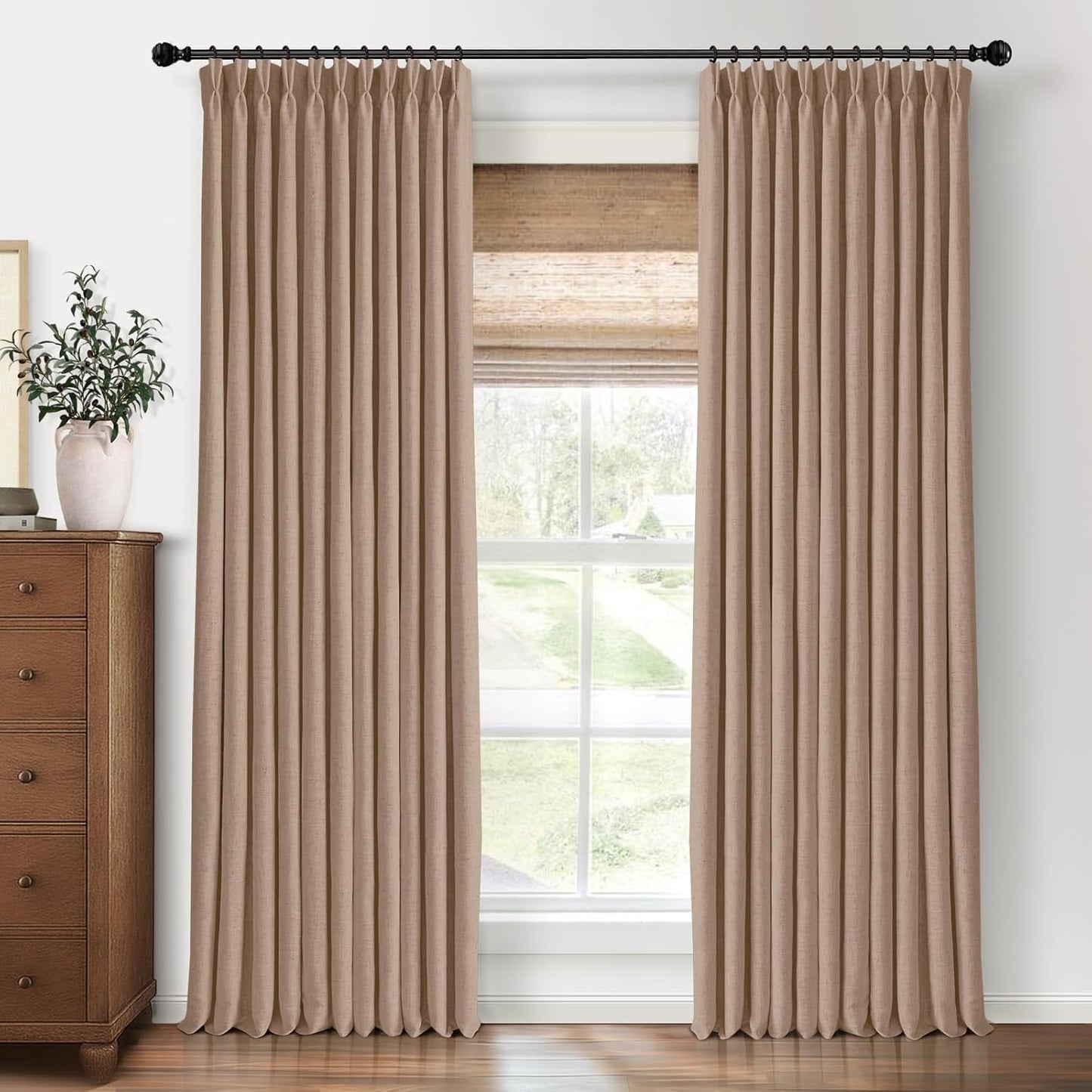 Pinch Pleated Blackout Curtains 120 Inches Long for Elegance