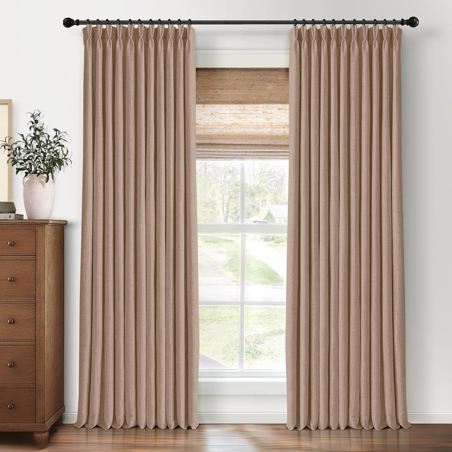Pinch Pleated Blackout Curtains 120 Inches Long for Elegance