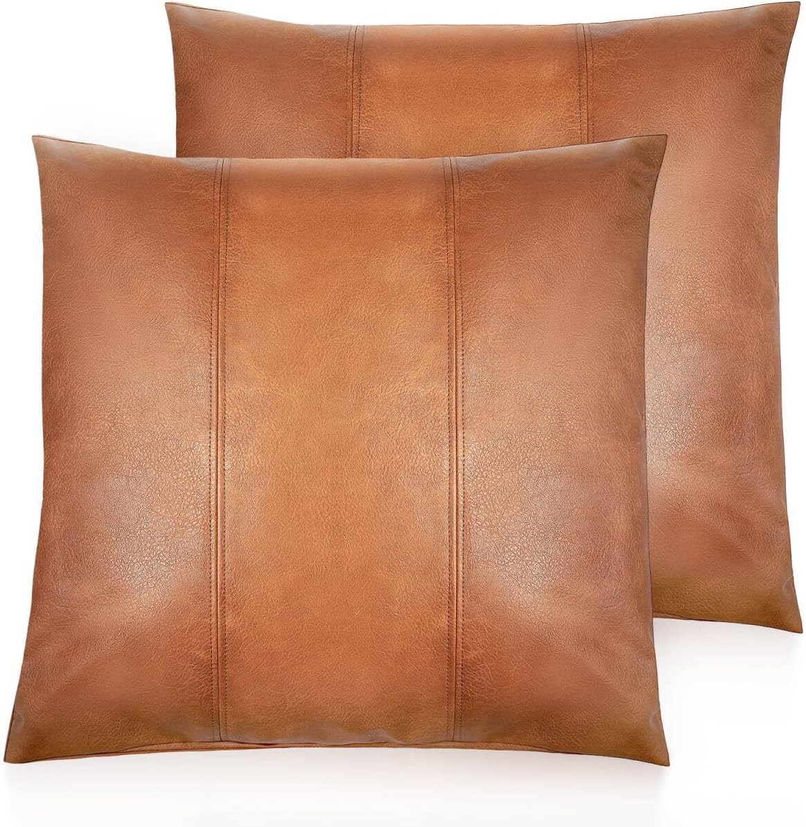 Faux Leather Throw Pillow Covers Set of 2 for Modern Decor