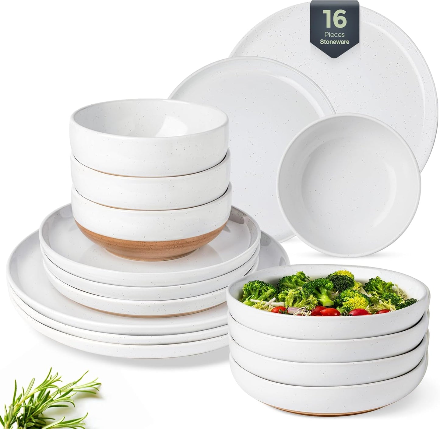 AmorArc 16 Pieces Ceramic Dinnerware Set for 4, Handpainted