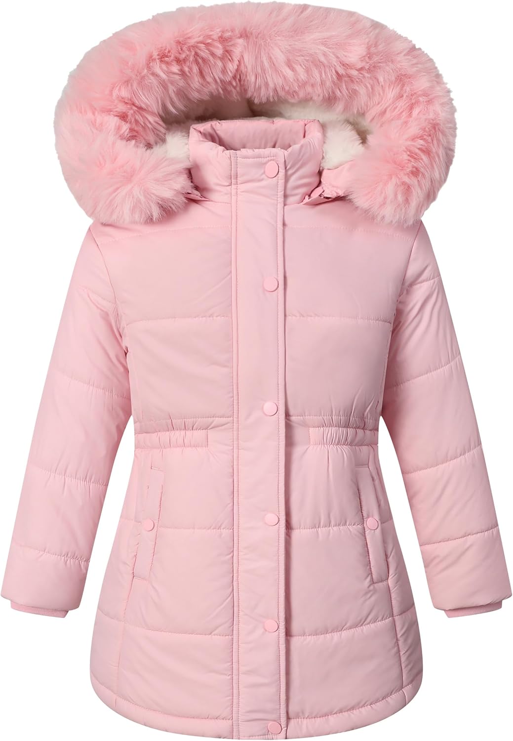 Girls Winter Jacket Long Puffer Coat with Removable Hood