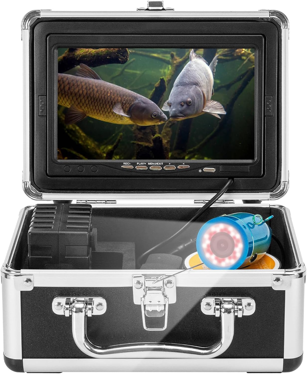JQKJCAM HD Fish Finder Camera - 36 Lights, 7 Monitor, Portable, 1200TVL, 15M Cable