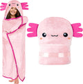Axolotl Wearable Hooded Blanket for Women and Adults - Sherpa Plush