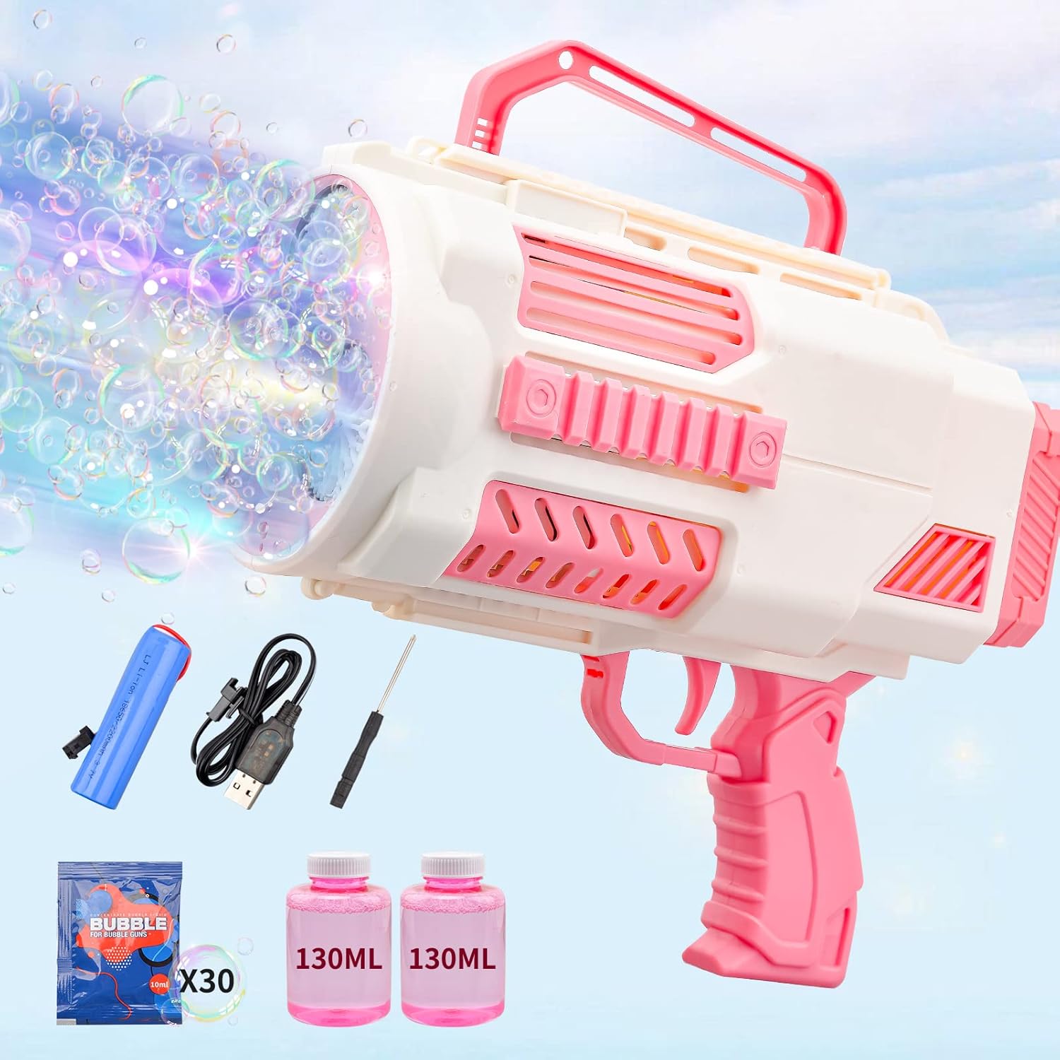 Upgraded Bazooka Bubble Gun for Kids - 9000+ Bubbles Per Min