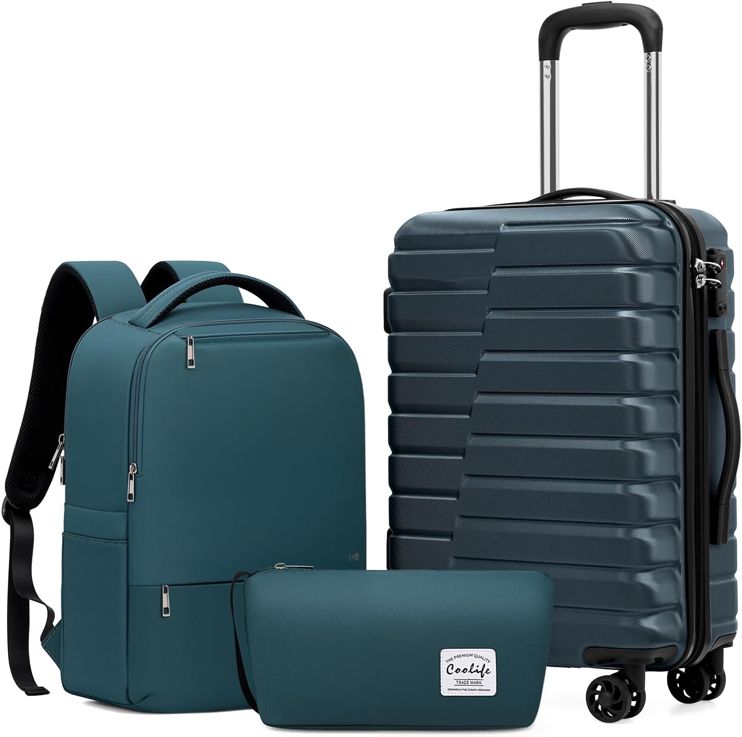 Coolife Luggage Sets 3 Piece with 20In Carry On and Backpack